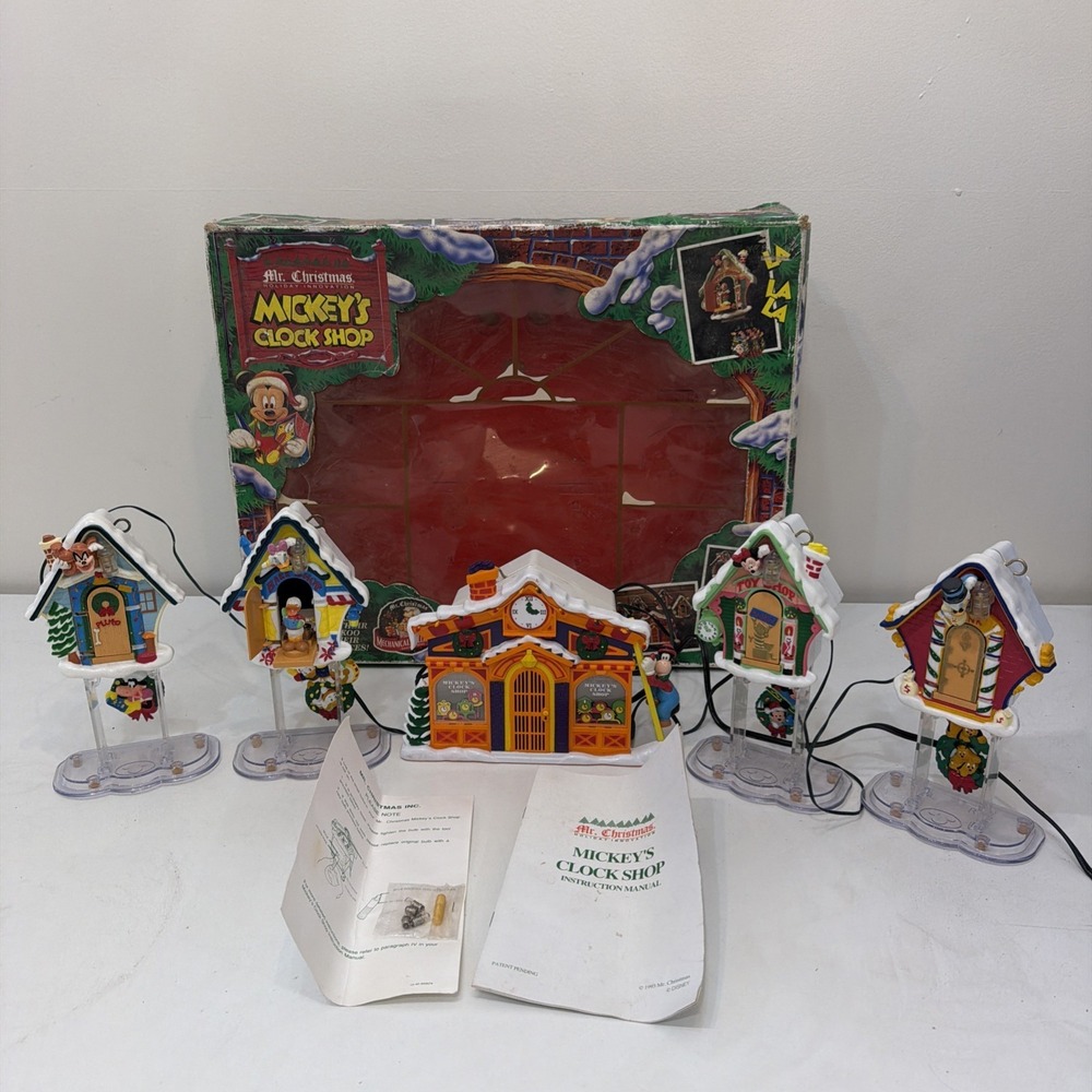Vintage Mr. Christmas Mickey's Clock Shop Disney 1993 - Tested Original Box